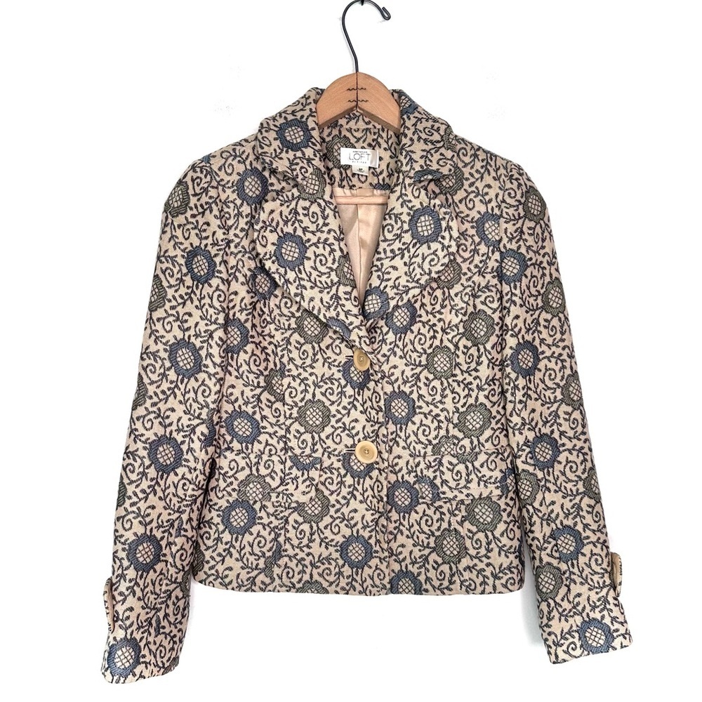 LOFT Floral Brocade Wool Blend Jacket Size 2P